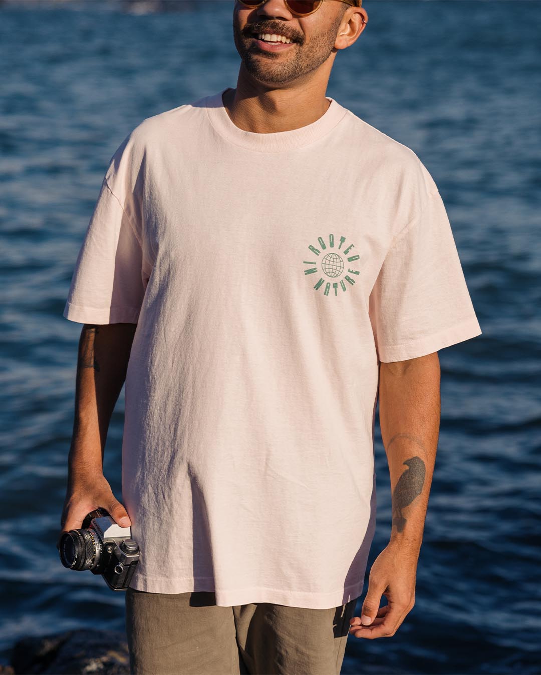 Rooted Recycled Cotton T-Shirt - Barely Pink