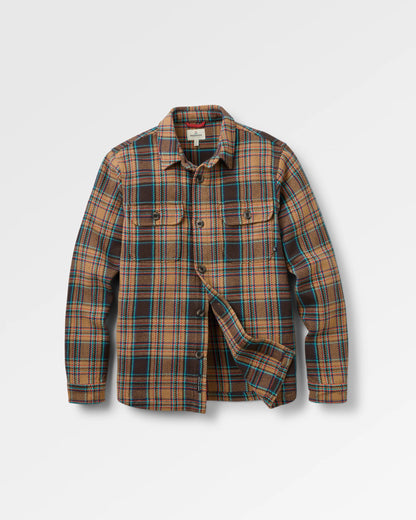 Island Heavy Twill Shirt - Caramel/Espresso Check - Flatlay