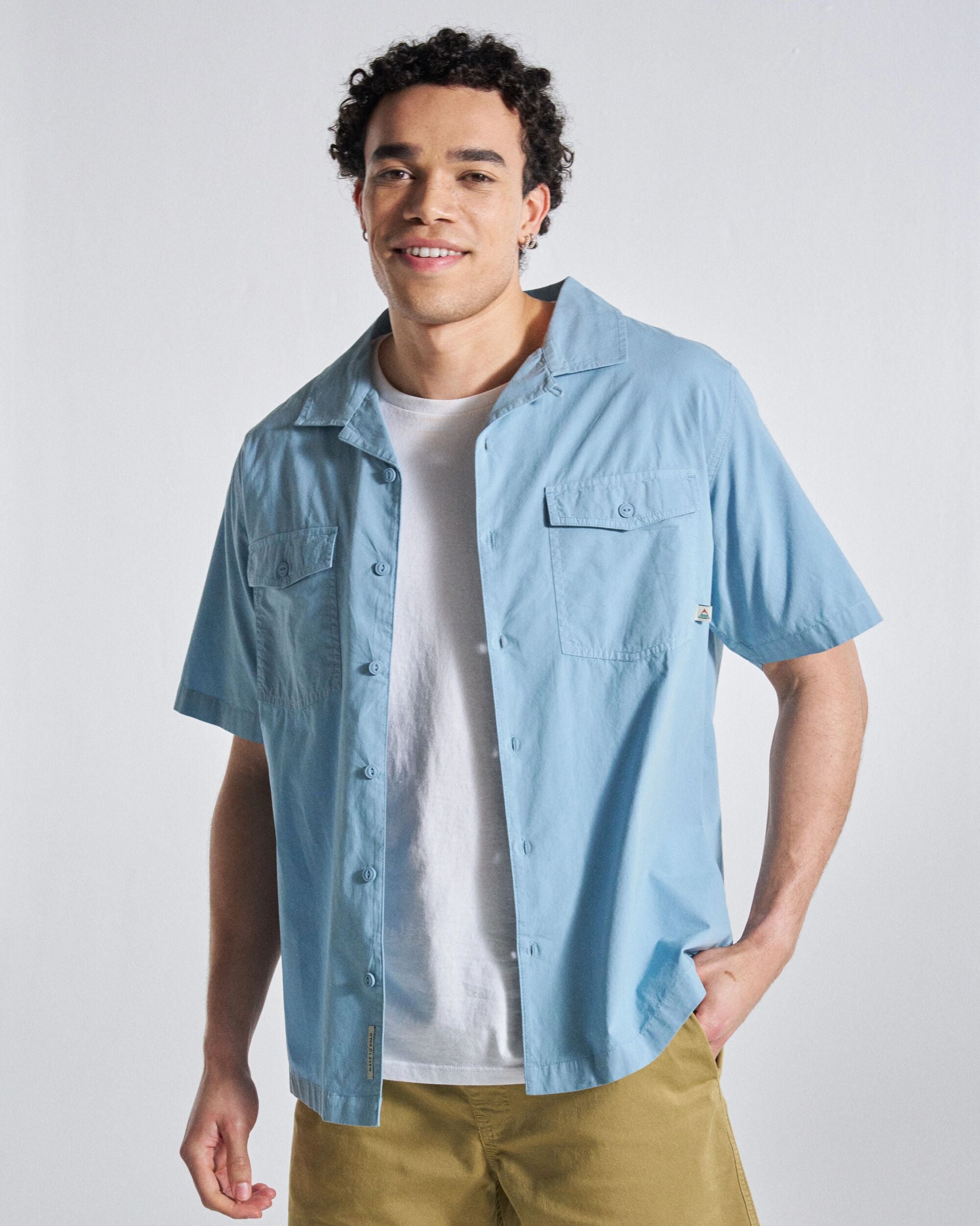 Acreage Shirt - Faded Denim - Studio Model