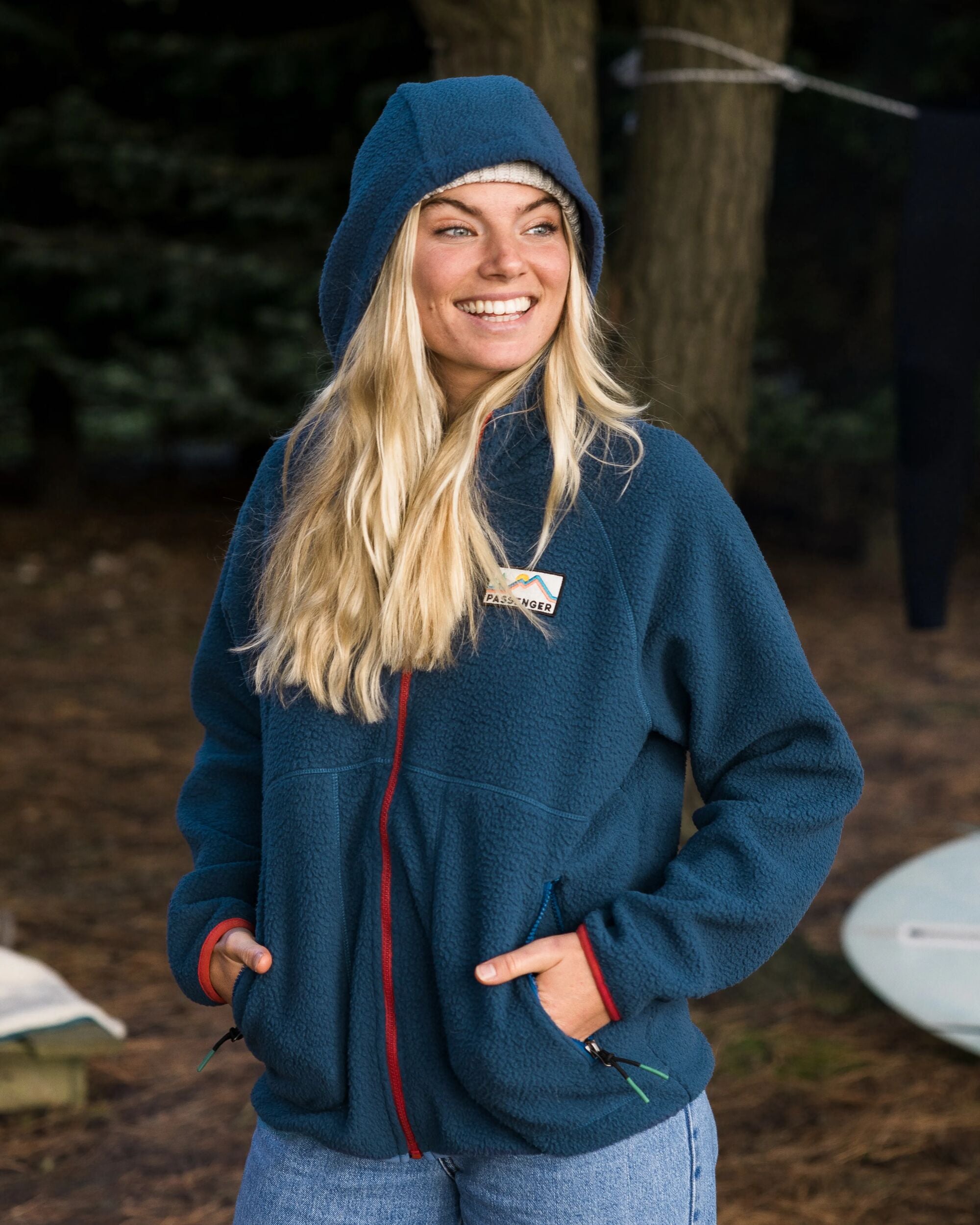 North Coast Full Zip Recycled Sherpa Fleece - Dark Denim - Lifestyle