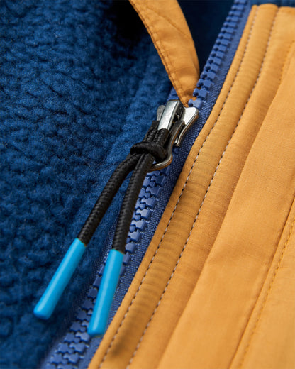 Fairbanks Full Zip Recycled Sherpa Gilet - Dark Denim/Vintage White - Flatlay