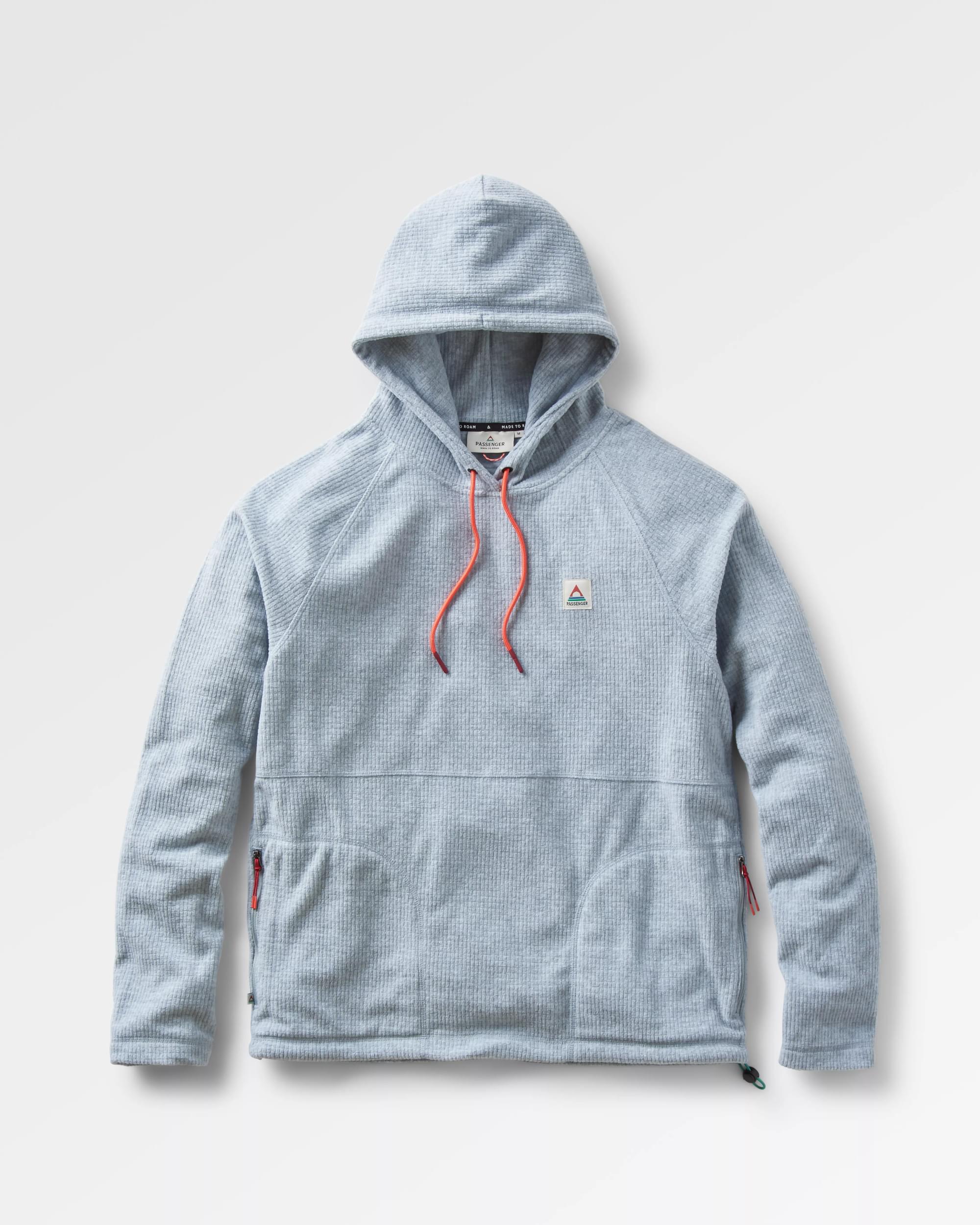 Point Recycled Grid Polar Fleece Hoodie - Grey Marl - Flatlay