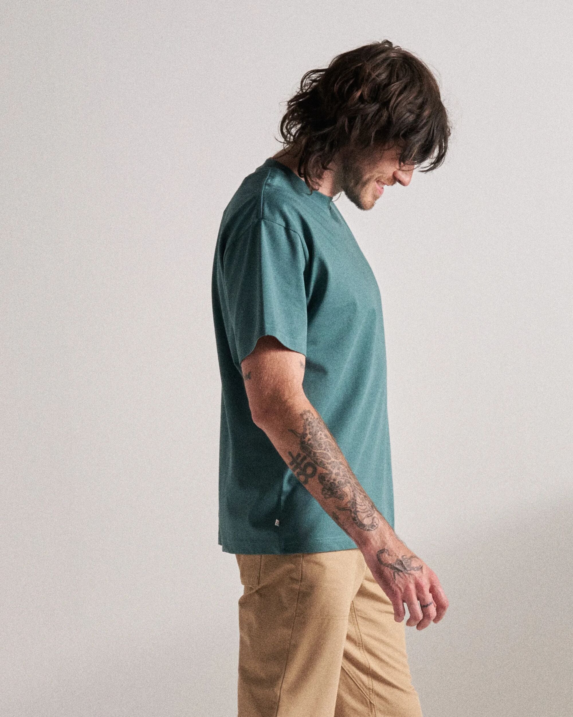 Vita Organic Relaxed Fit T-Shirt - Deep Ocean - Studio Model