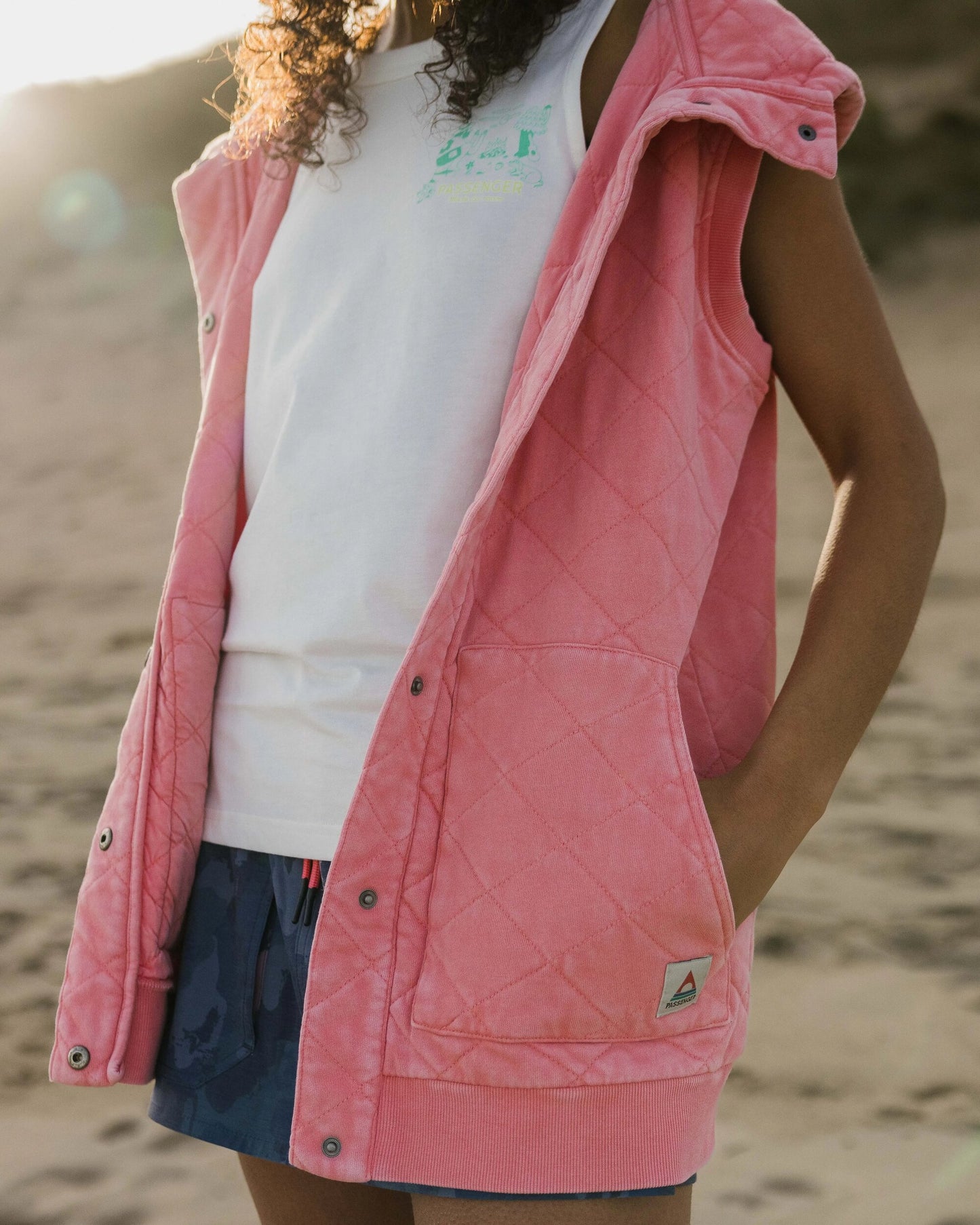 Clementine Recycled Quilted Vest - Shell Pink