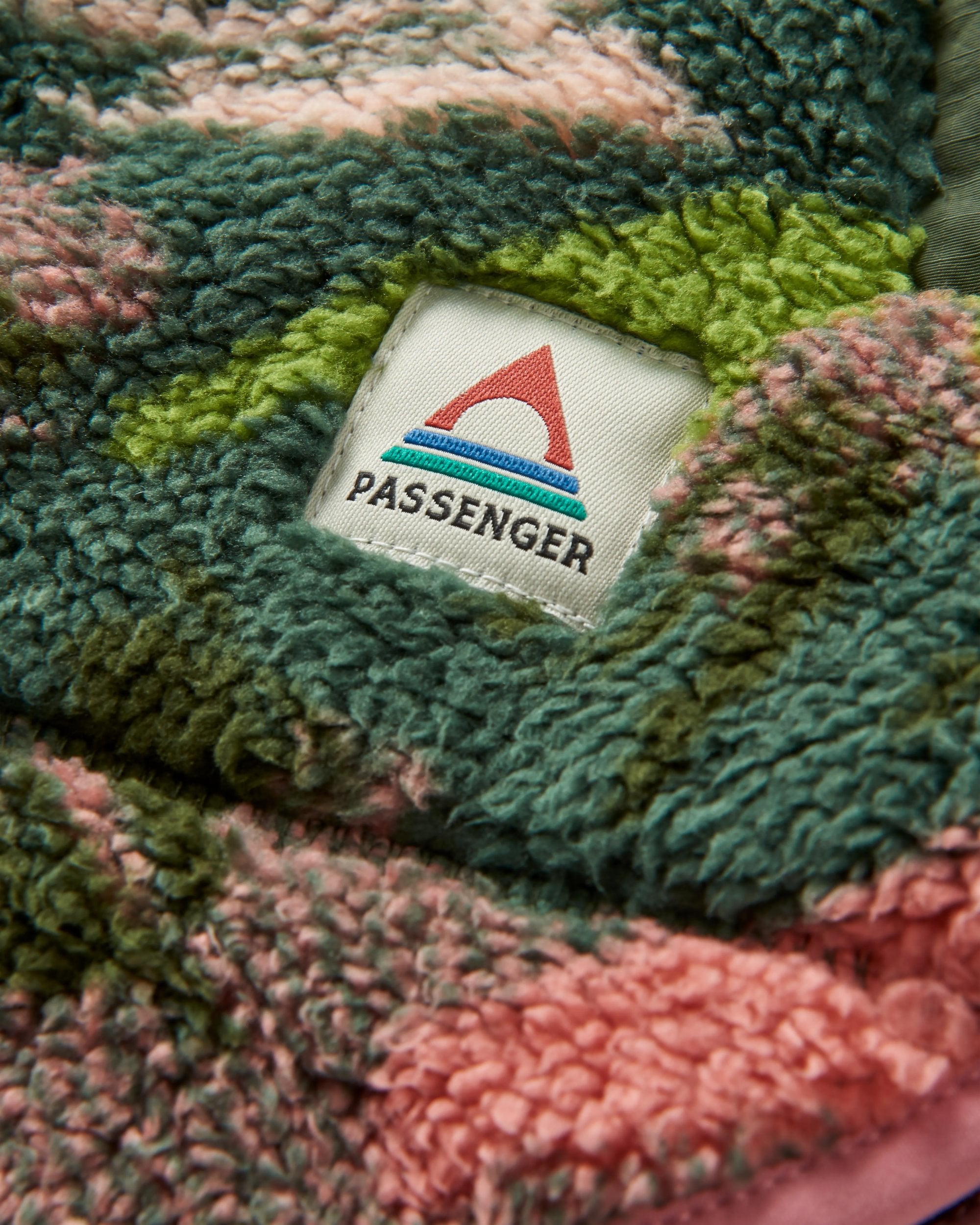 Beaumont Recycled Sherpa Hooded Fleece - Abstract Mountain Fir Tree - Flatlay