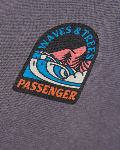 Waves & Trees Recycled LS T-Shirt - Charcoal - Flatlay