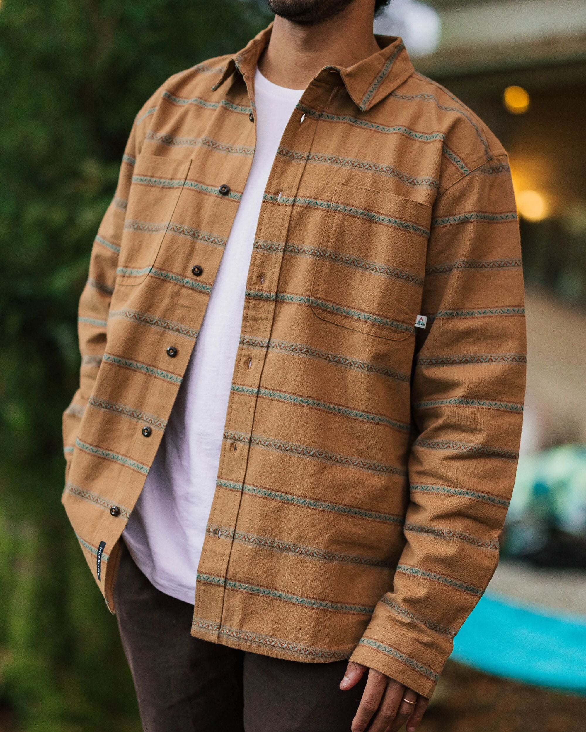 Backcountry Stripe Shirt - Toffee Jacquard - Lifestyle