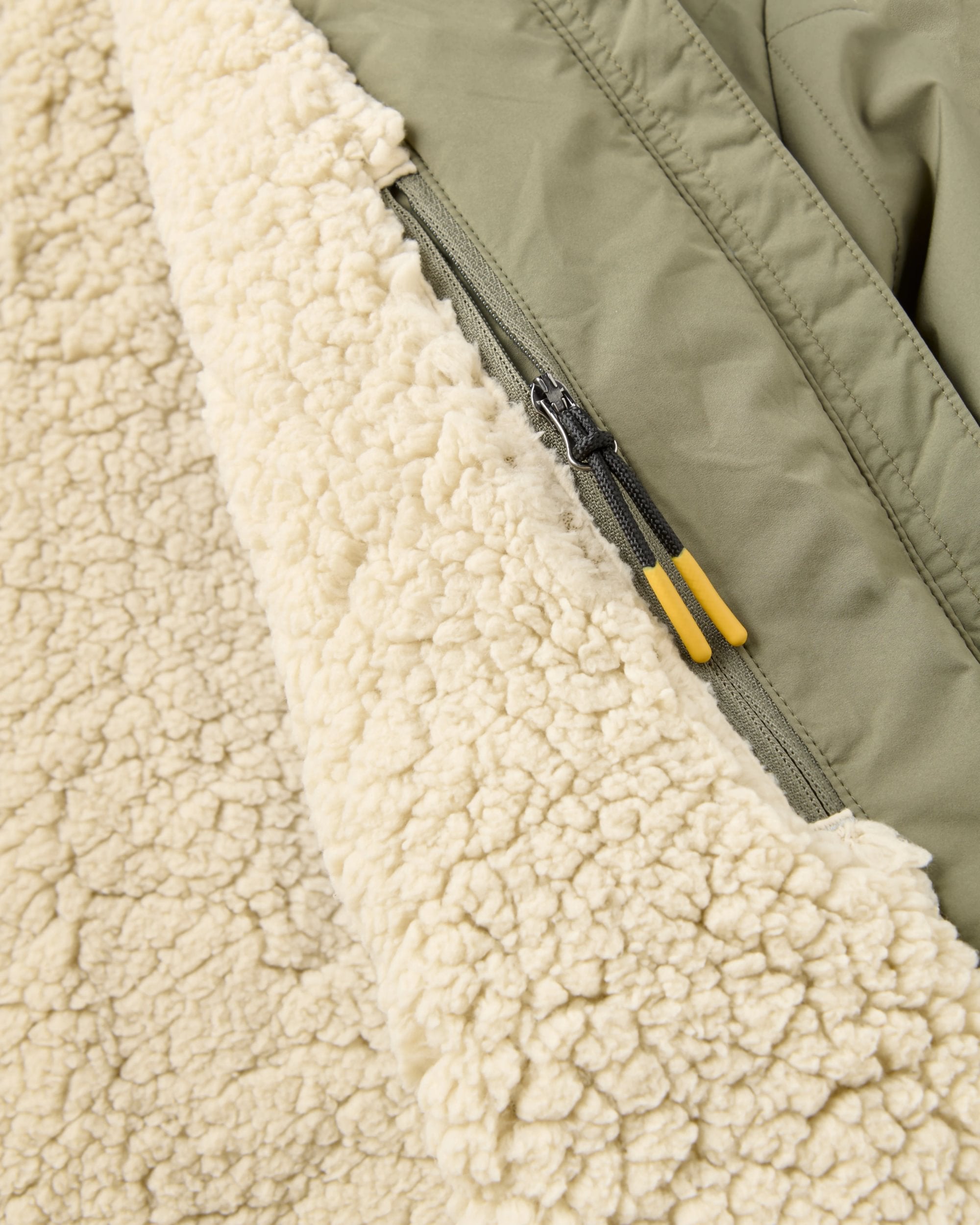 Lucia Sherpa Lined Bomber Jacket - Dusty Olive - Flatlay
