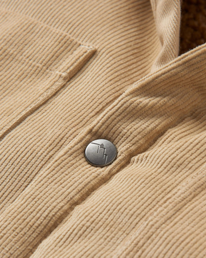 Kodiak Sherpa Lined Cord Overshirt - Stone - Flatlay