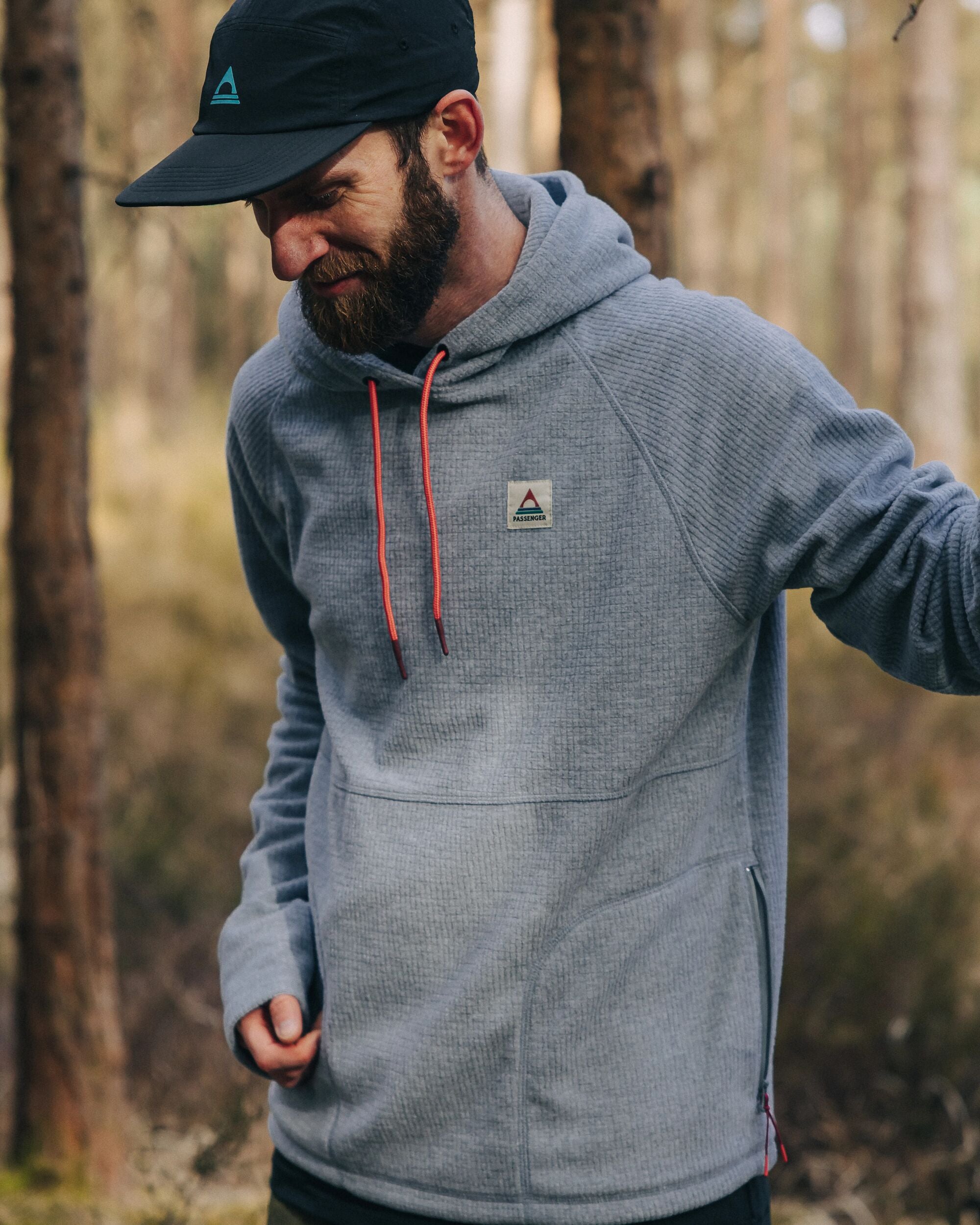 Point Grid Polar Fleece Hoodie Grey Marl – Passenger