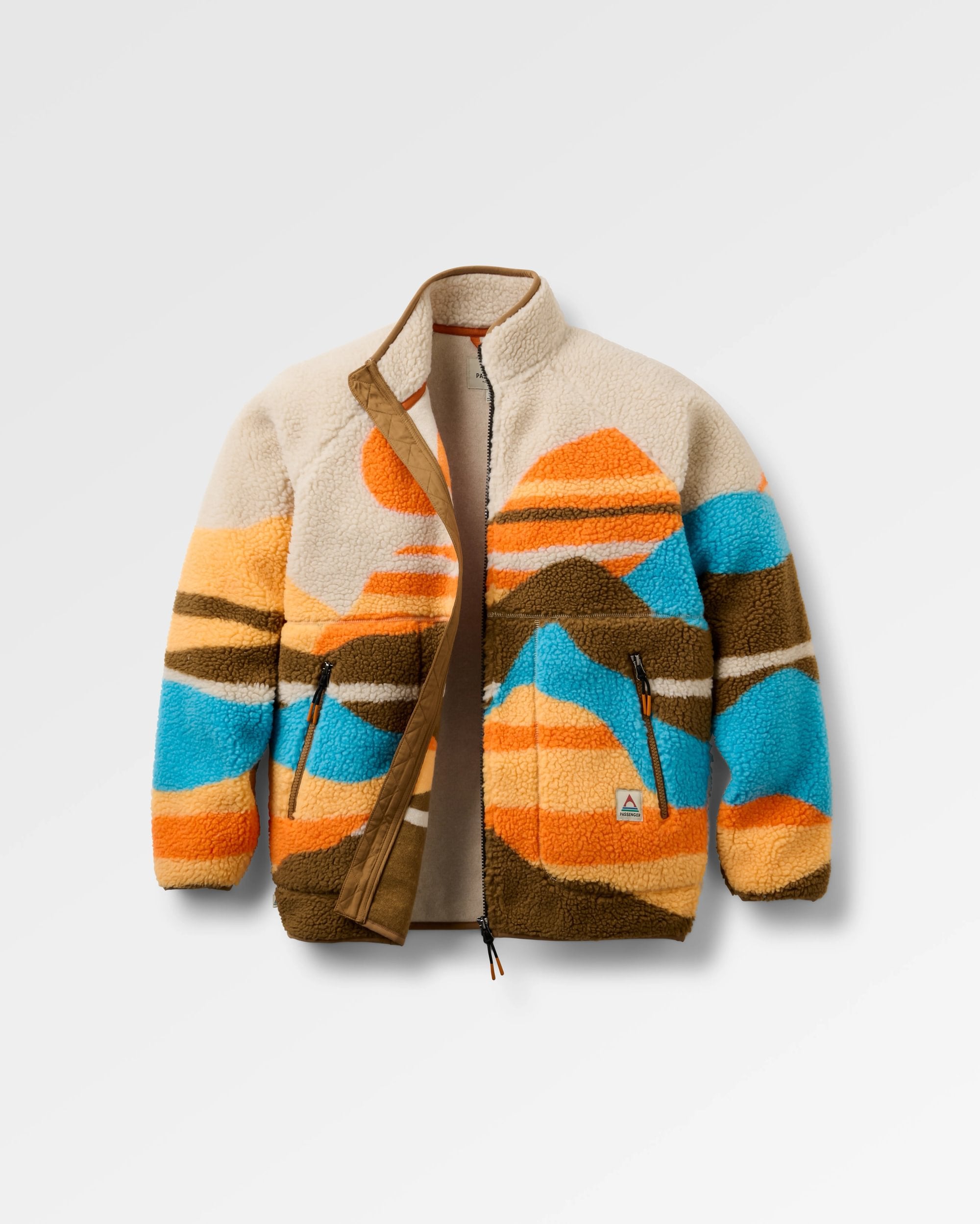 Fairbanks Full Zip Recycled Sherpa Fleece - Mountain Sunset Multi - Flatlay