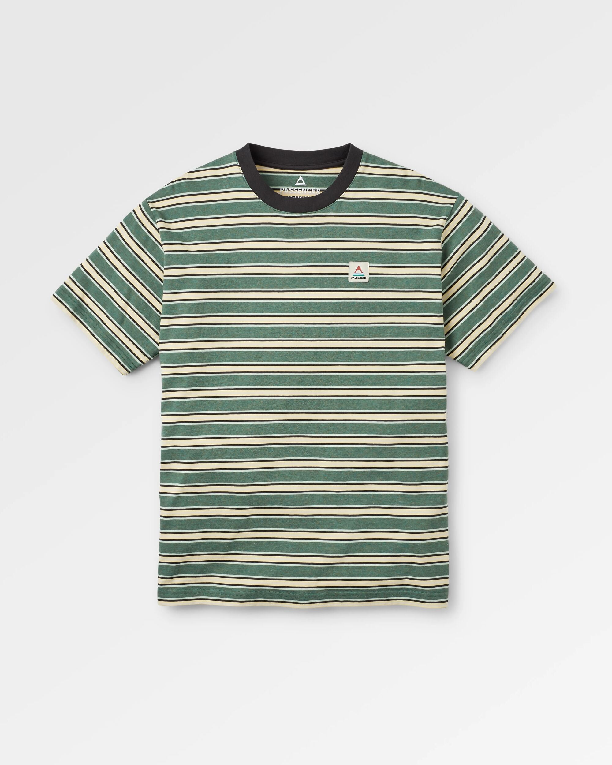 Retro Relaxed Fit T-Shirt - Deep Ocean Multi Stripe - Flatlay