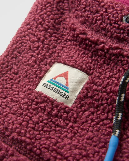 Snowdrift Recycled Fleece Hood - Fig - Flatlay