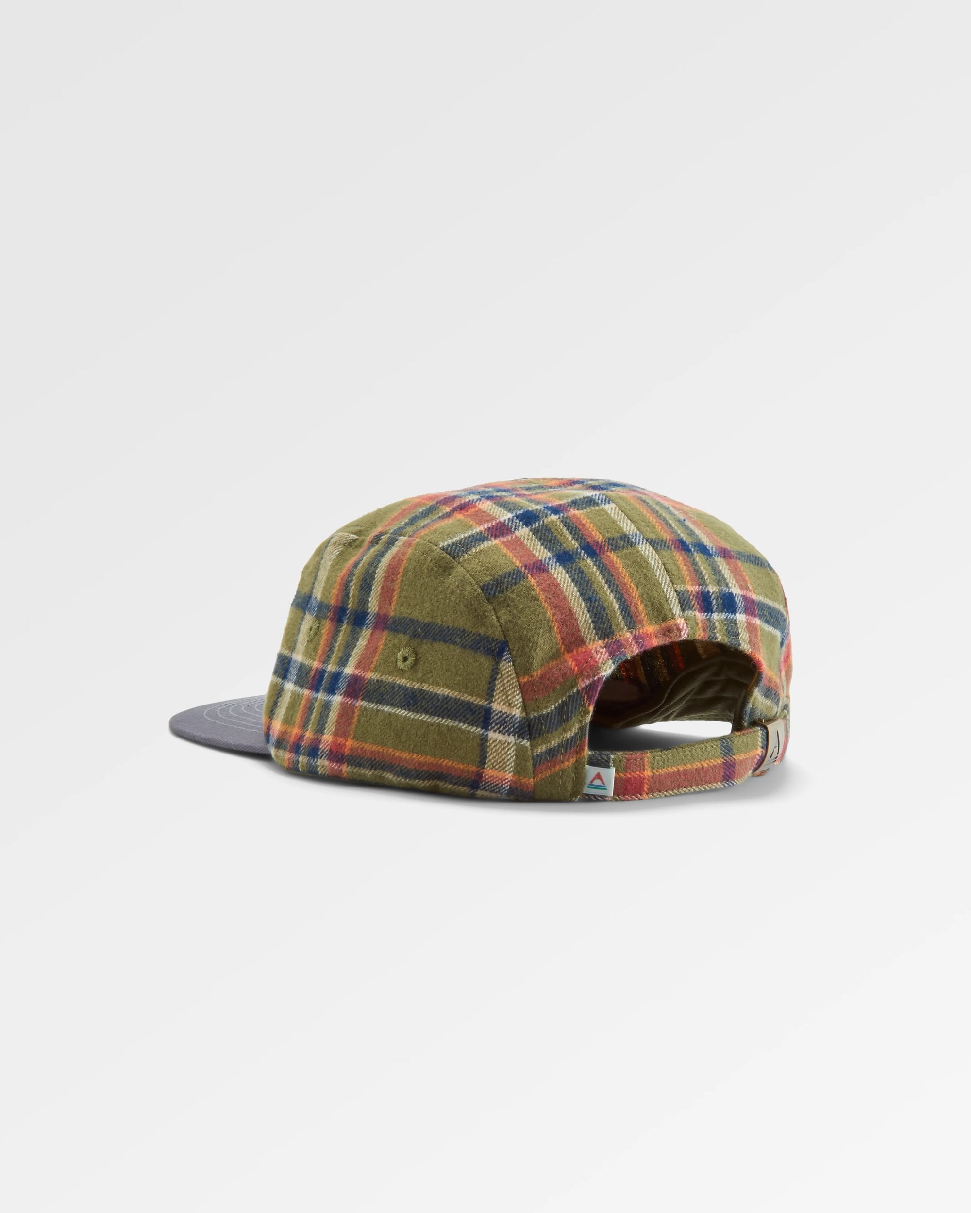 Fixie Recycled Flannel 5 Panel Cap - Khaki Check - Flatlay