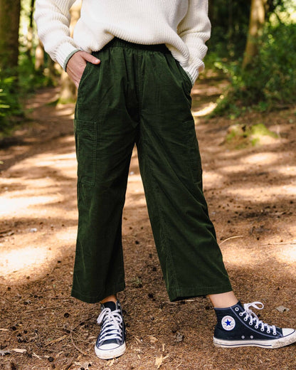 Someday AOP Organic Cord Trouser-NOT IN USE - Fir Tree