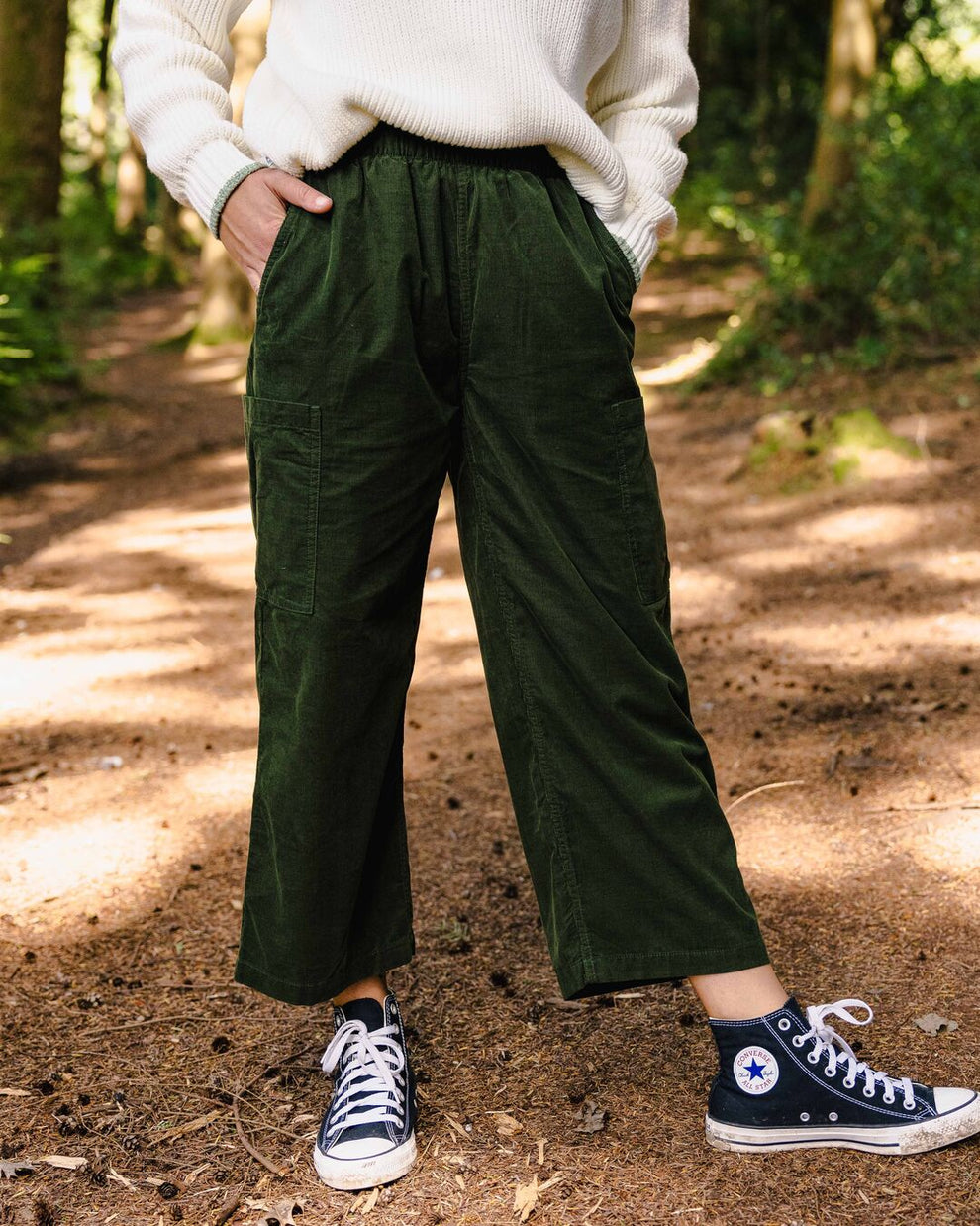 Someday Organic Cotton Corduroy Cropped Trouser Fir Tree – Passenger