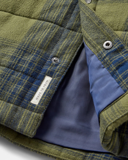 Taranaki Quilted Overshirt - Navy/Khaki Check - Flatlay