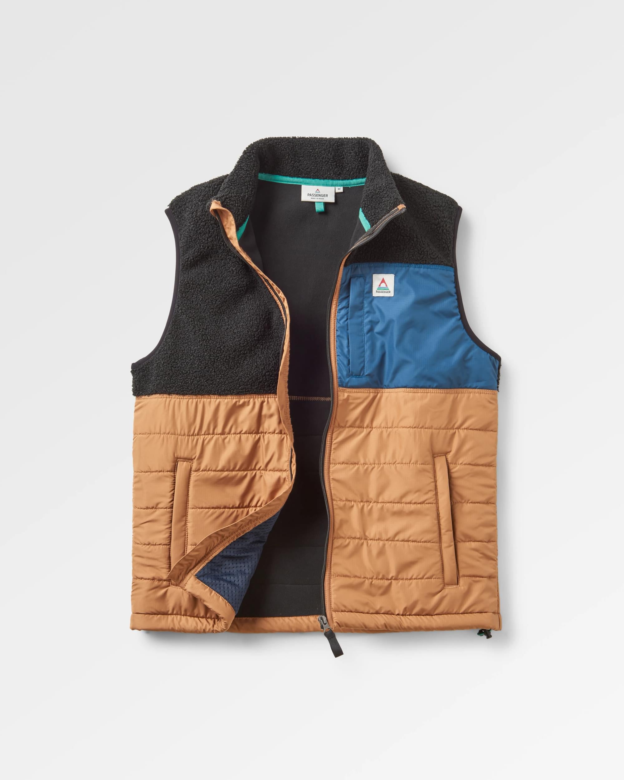 Born Explorer Recycled Polar-Lined Sherpa Vest - Black - Flatlay