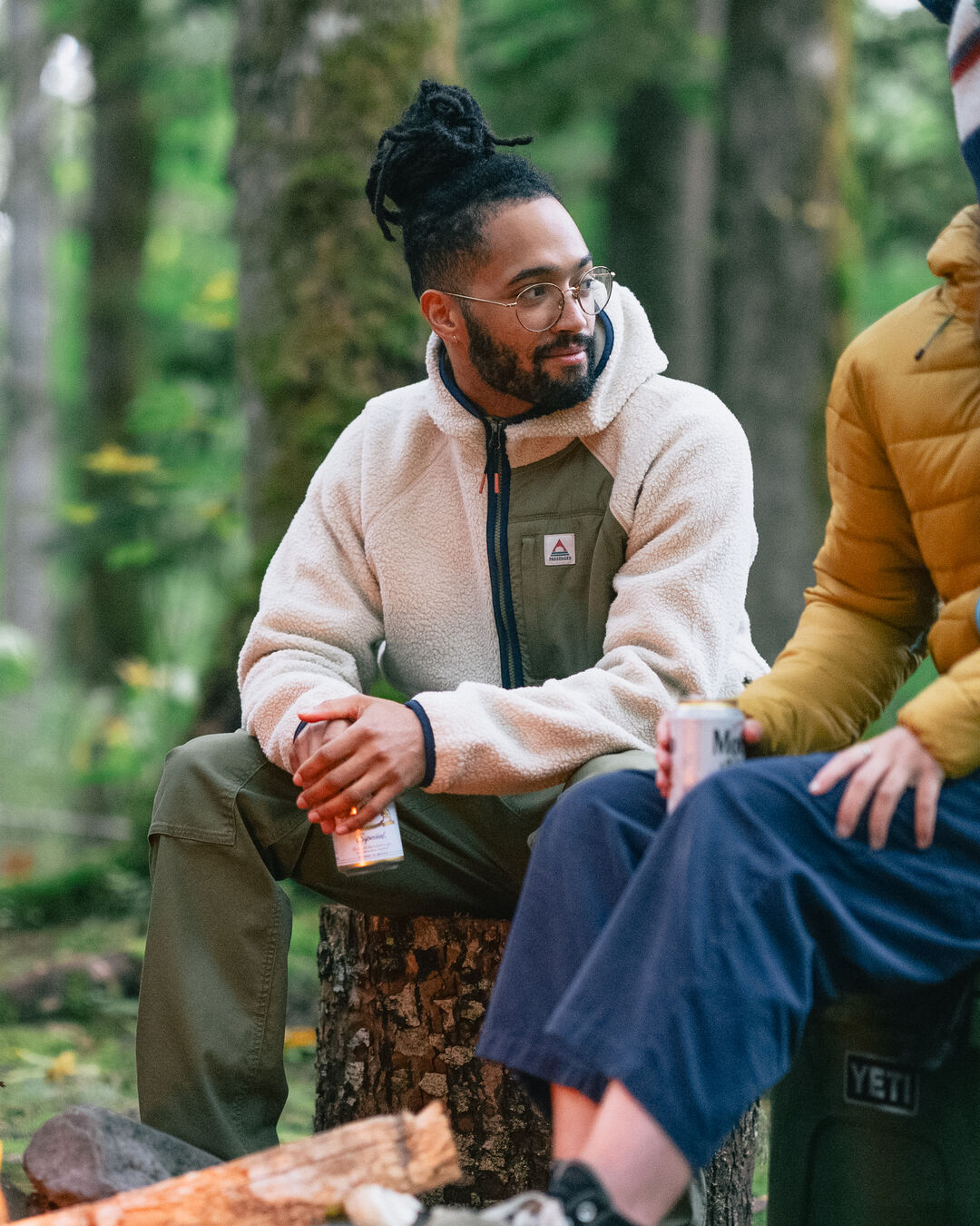 Ventura 1/2 Zip Recycled Sherpa Fleece - Oatmeal/Khaki - Lifestyle