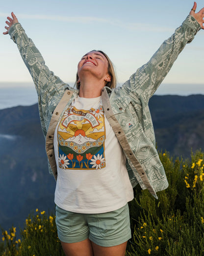 East Recycled Polar Fleece Shirt - Vintage Patchwork Pistachio - Lifestyle