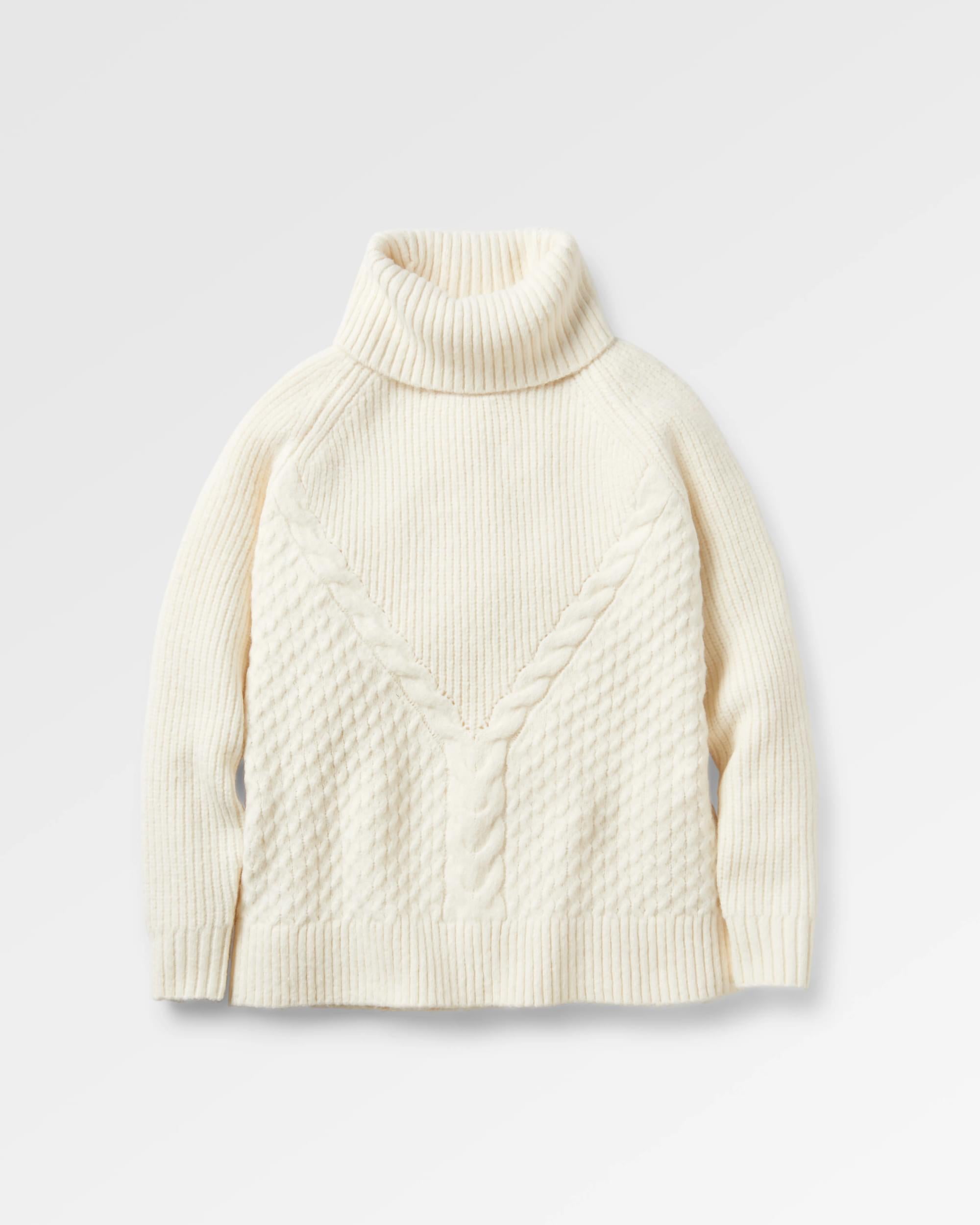 Snuggle Recycled Knitted Polo Neck - Off White - Flatlay