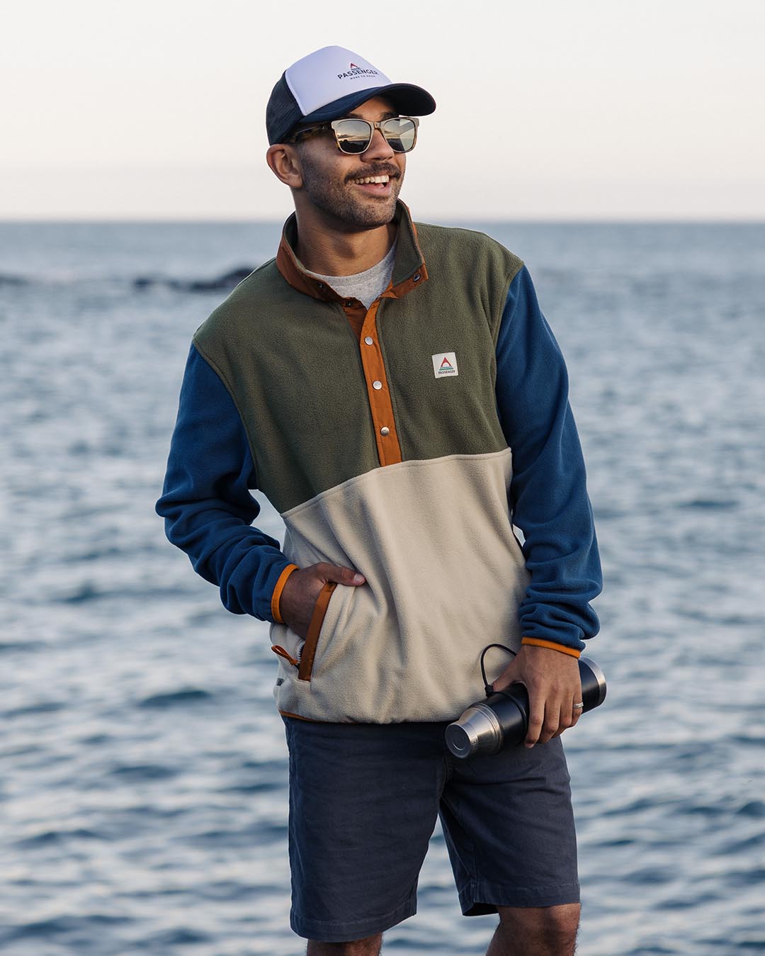 Adrift Recycled Polar Fleece - Khaki/Oatmeal - Lifestyle