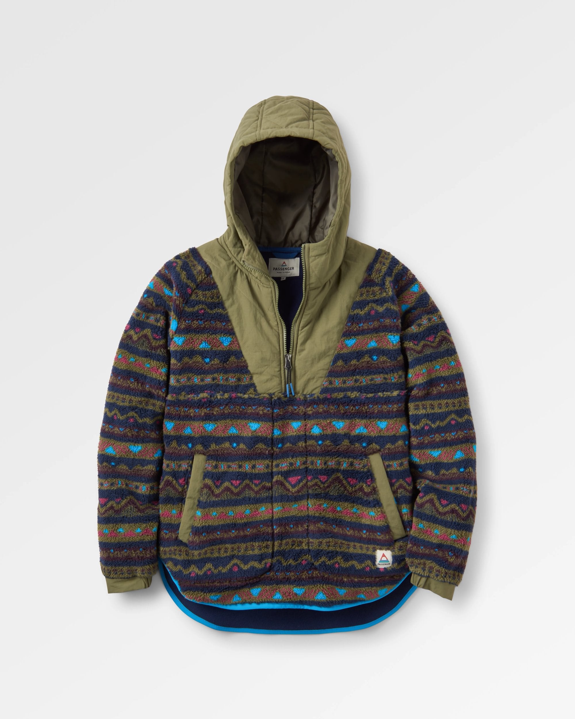 Beaumont Recycled Sherpa Hooded Fleece - Mountain Geo Multi - Flatlay