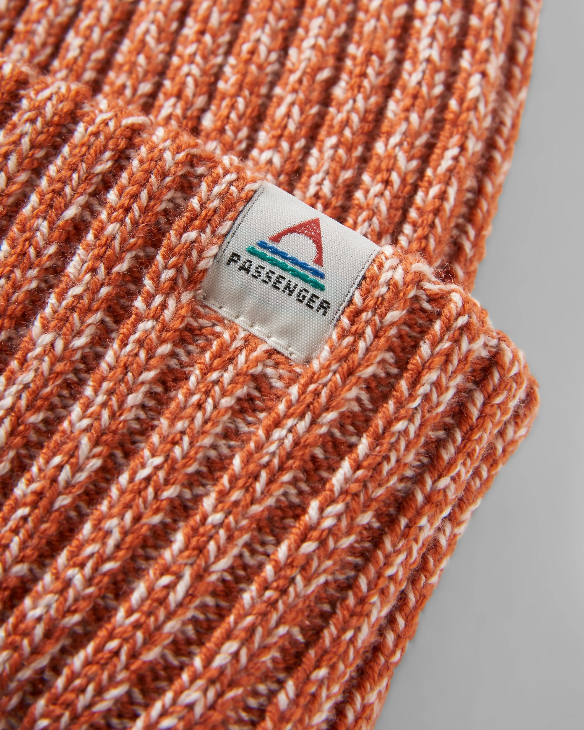 Fisherman Marl Beanie - Burnt Orange - Flatlay