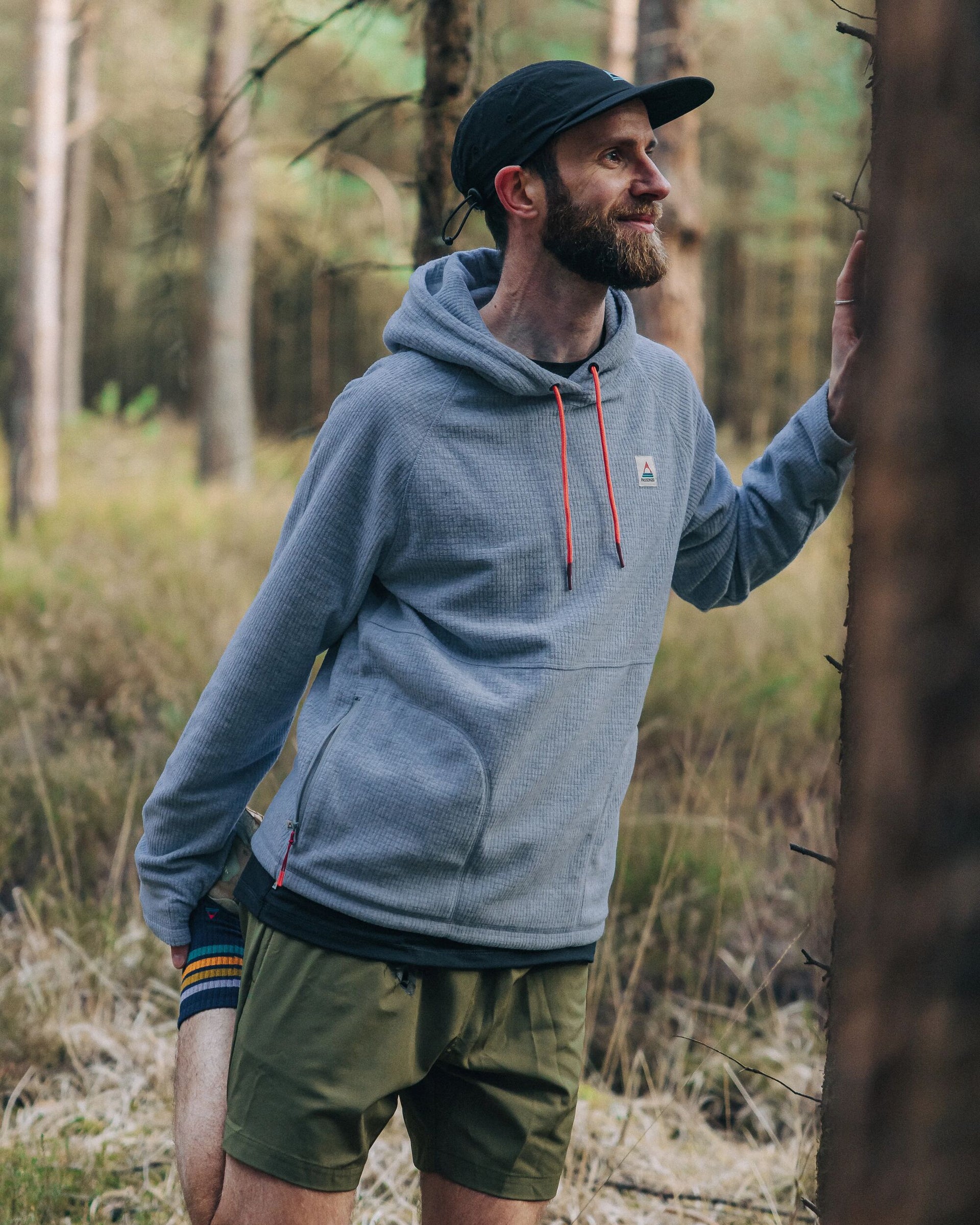 Point Recycled Grid Polar Fleece Hoodie Grey Marl – Passenger