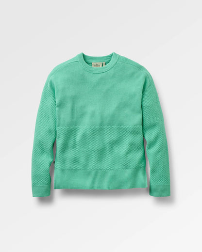 Cove Organic Cotton Knitted Jumper - Aquamarine - Flatlay