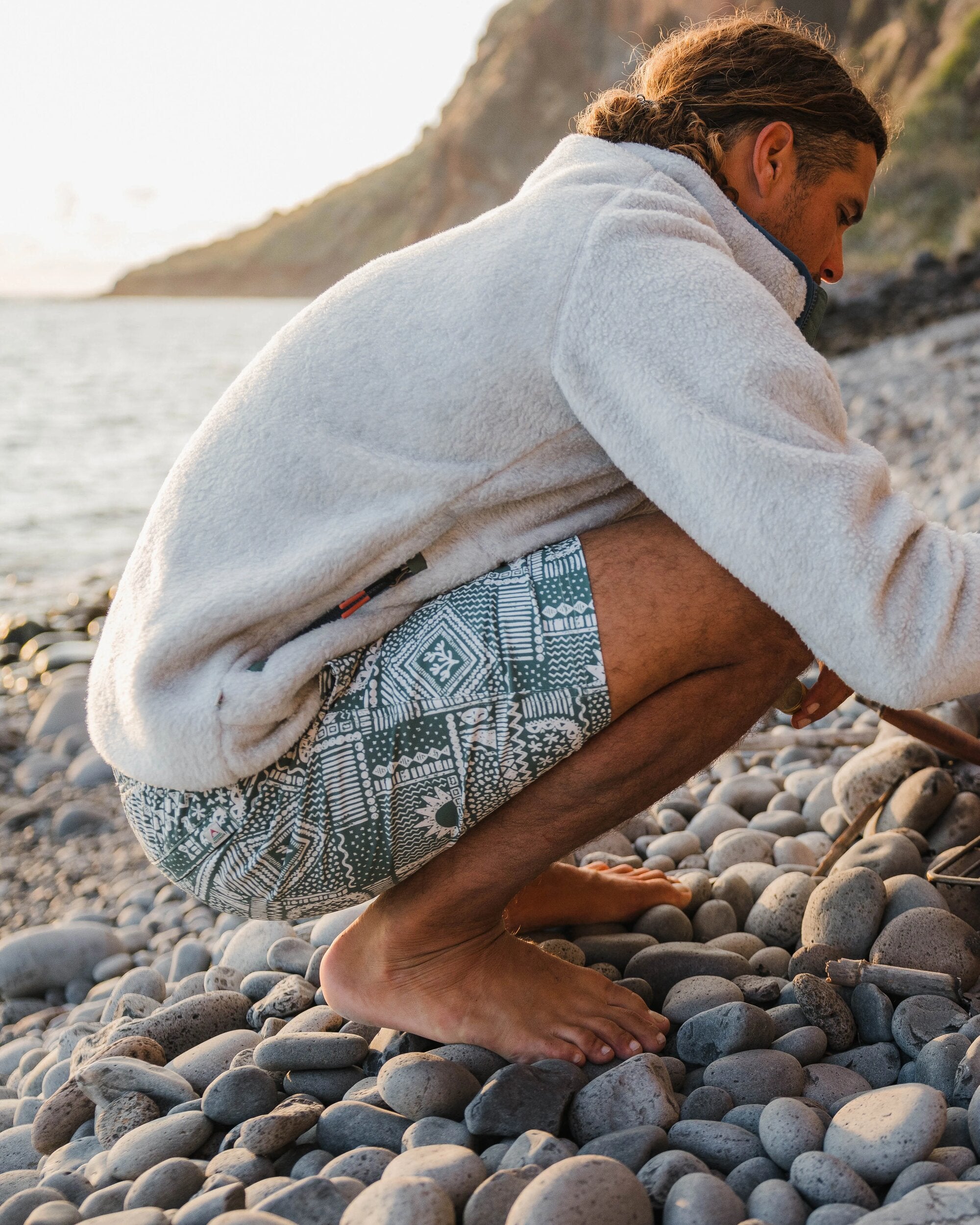 Porto Recycled All Purpose Swim Short - Vintage Patchwork Dark Forest - Lifestyle