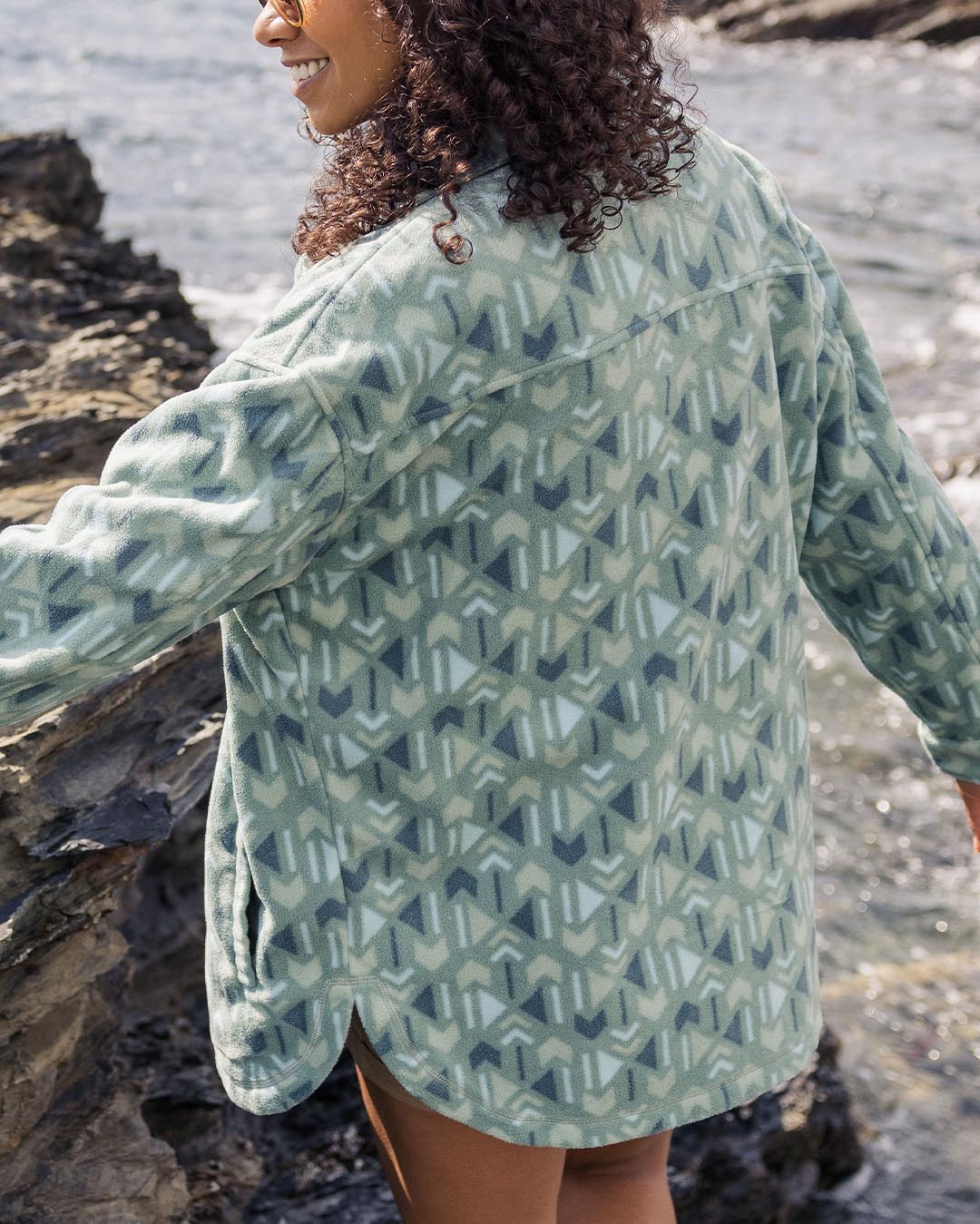 East Recycled Polar Fleece Shirt - Pistachio Ore Pattern