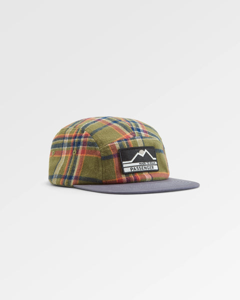 Fixie Recycled Flannel 5 Panel Cap Khaki Check – Passenger