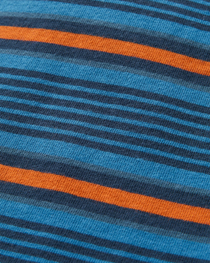 Retro Relaxed Fit T-Shirt - Azure Blue Multi Stripe - Flatlay