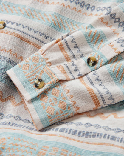 Amboro Organic Cotton Shirt - Patchwork Stripe Birch - Flatlay