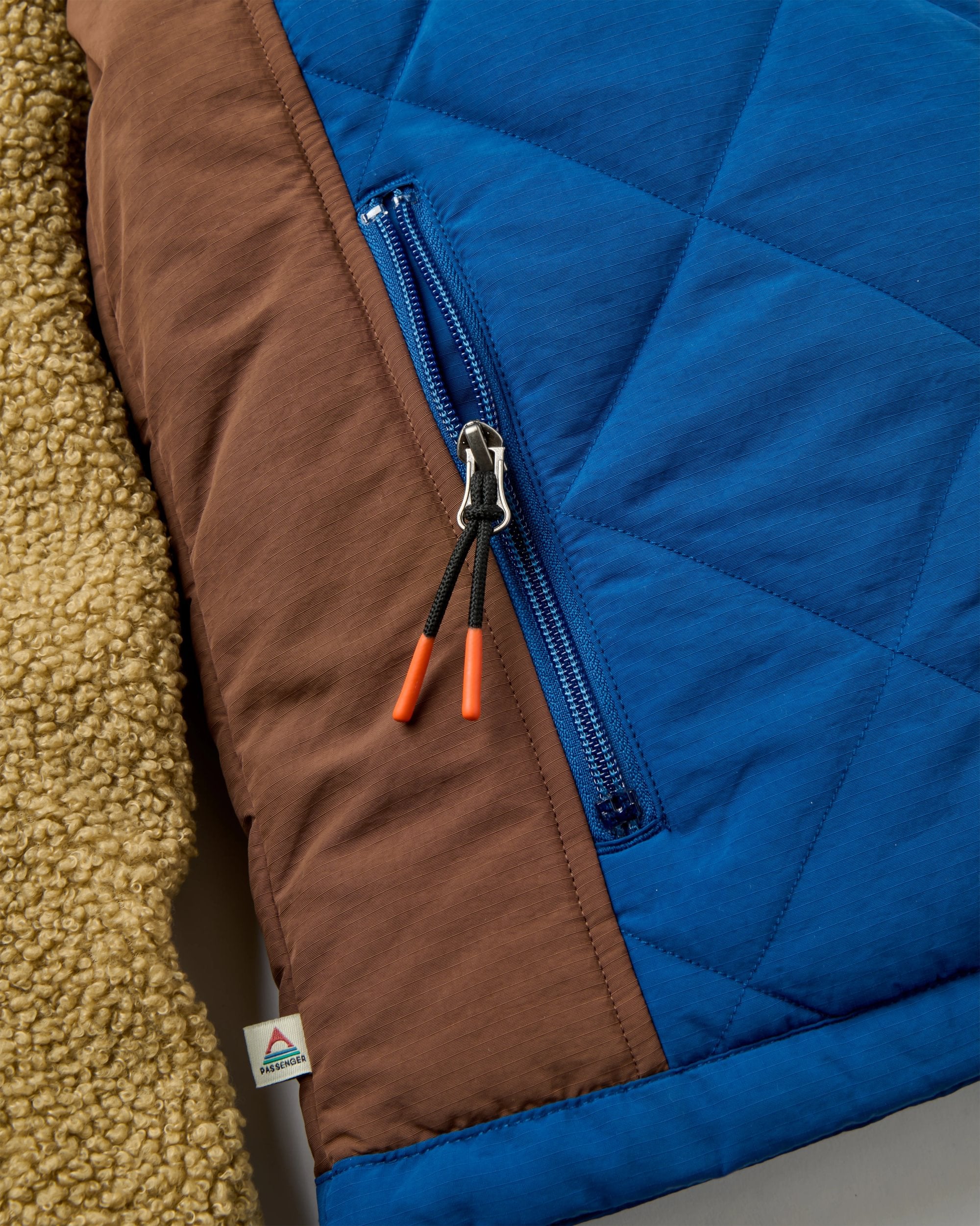 Lara Quilted Jacket - Biscuit/Blue Navy - Flatlay