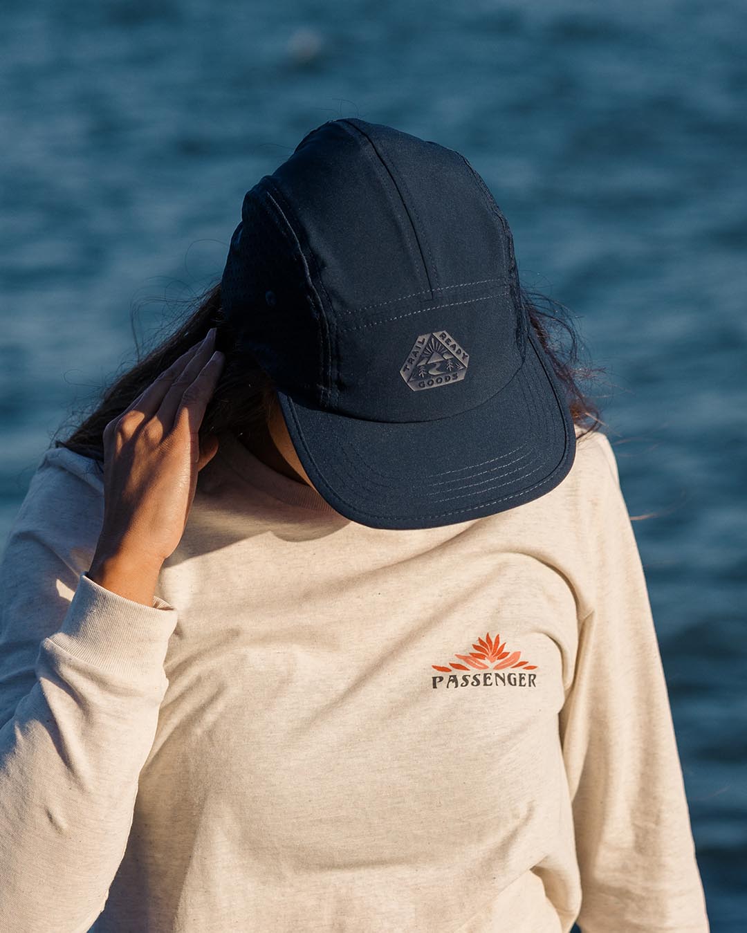 Beyond Recycled 5 Panel Cap - Deep Navy - Lifestyle - Female
