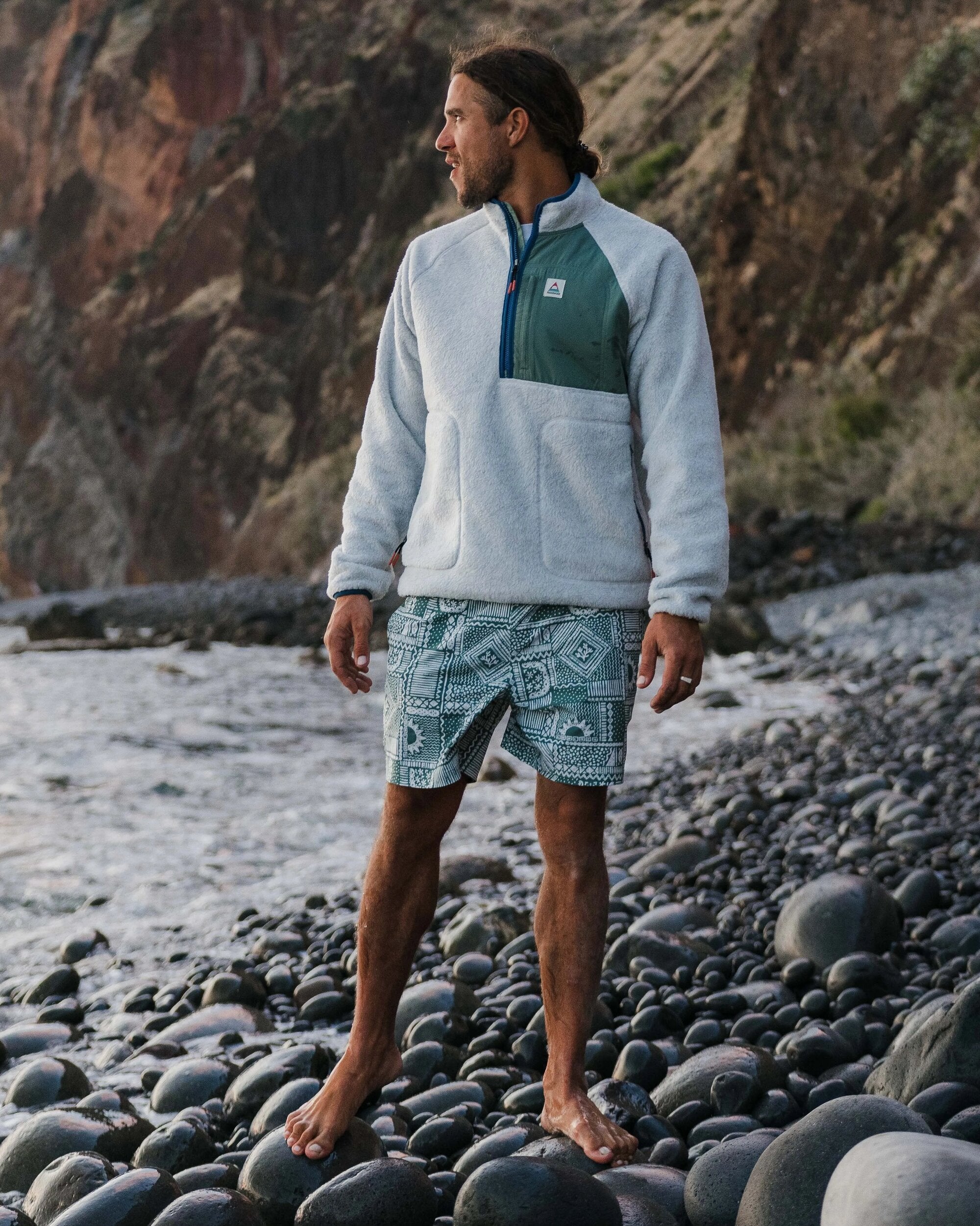 Porto Recycled All Purpose Swim Short - Vintage Patchwork Dark Forest - Lifestyle