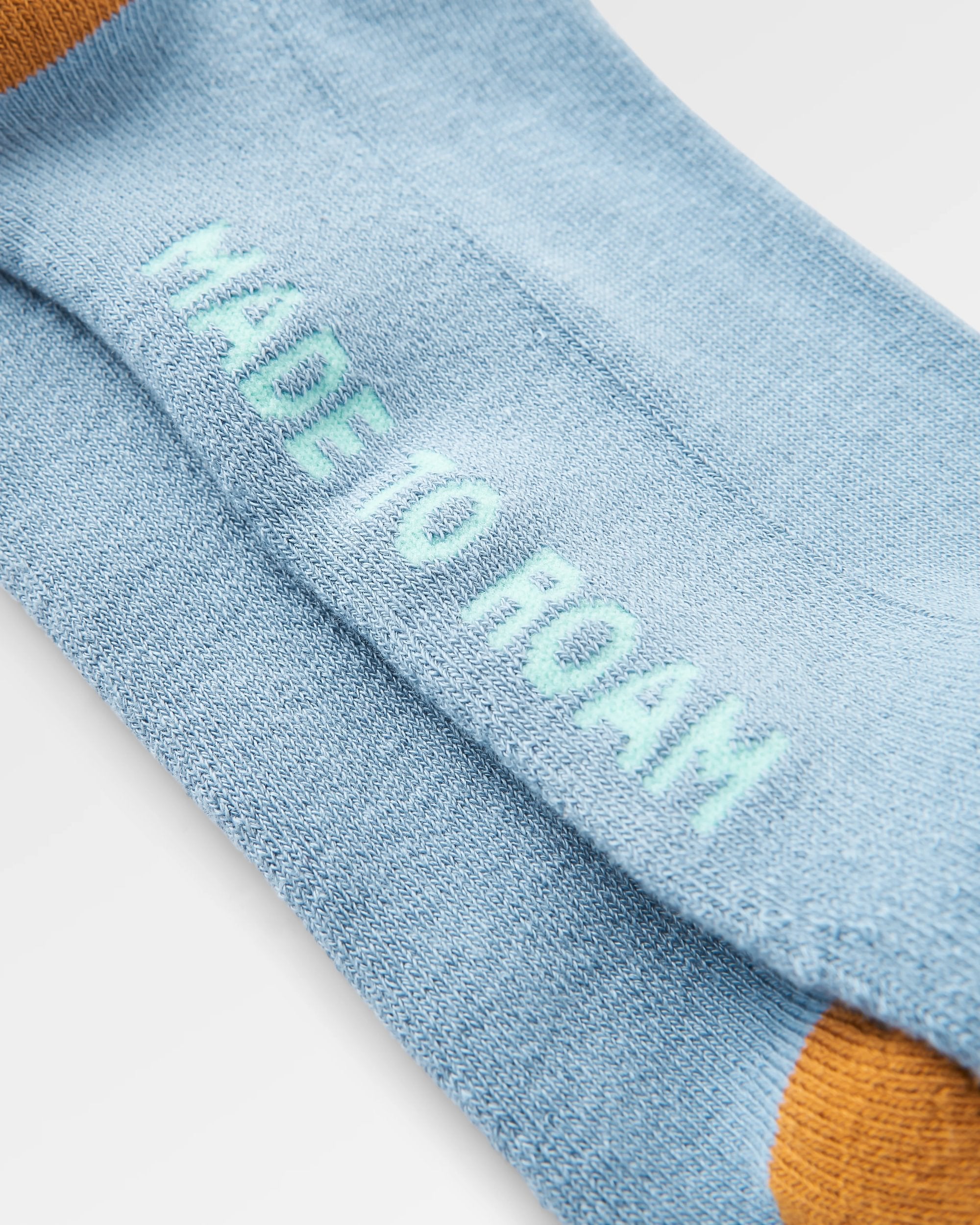 Organic Midweight Crew Socks - Faded Denim - Flatlay