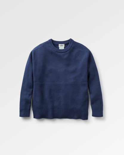 Cove Organic Cotton Knitted Jumper - Rich Navy - Flatlay