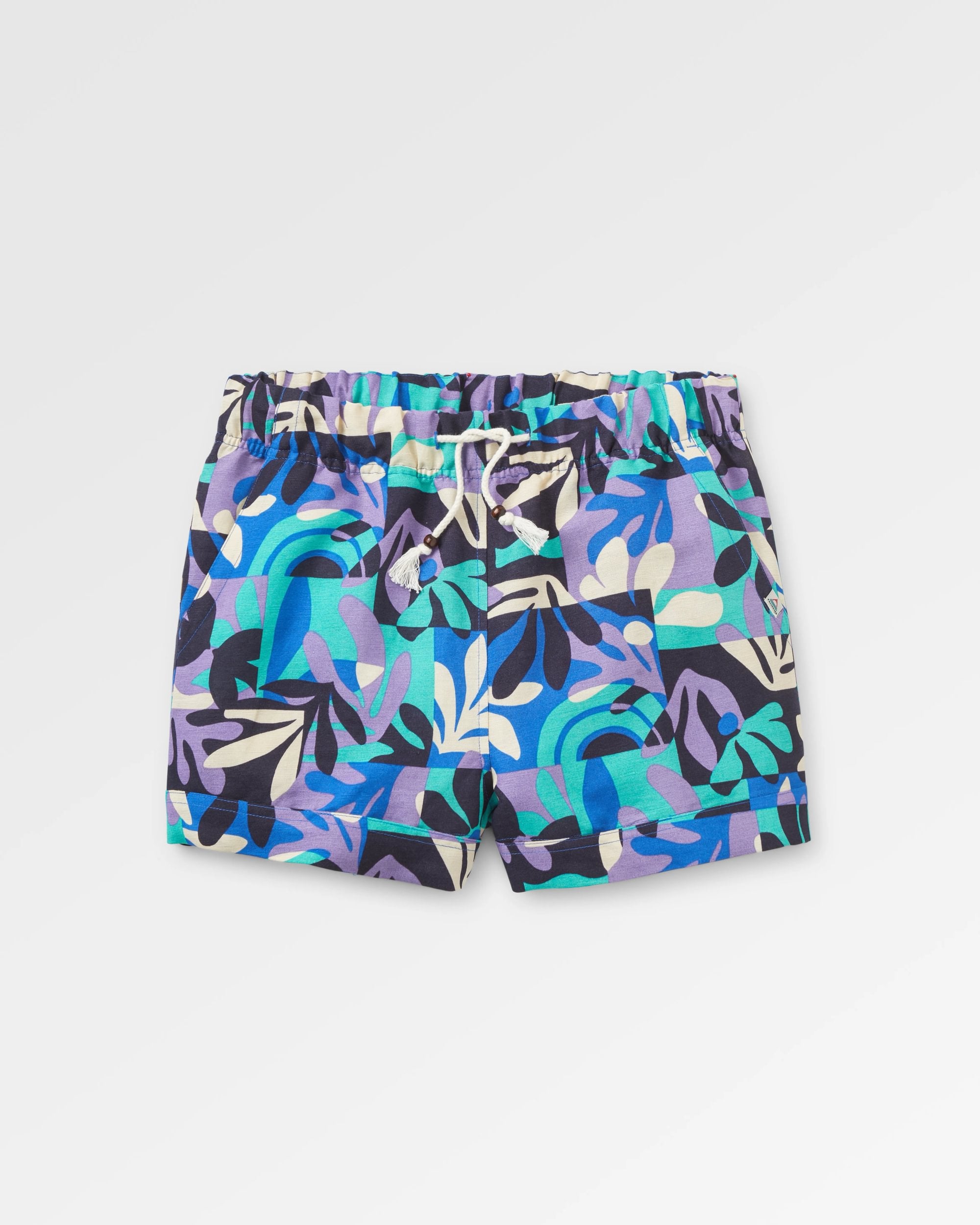 Santosa Woven Short - Mountain Foliage Purple - Flatlay