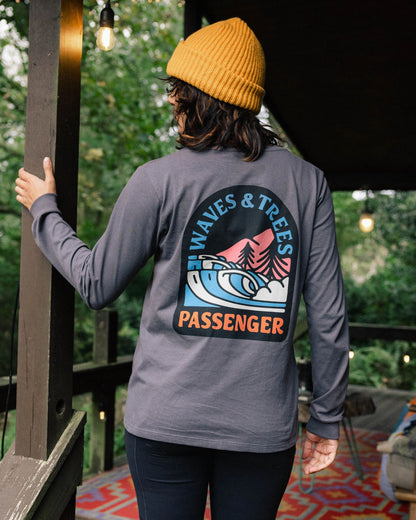 Waves & Trees Recycled LS T-Shirt - Charcoal - Lifestyle
