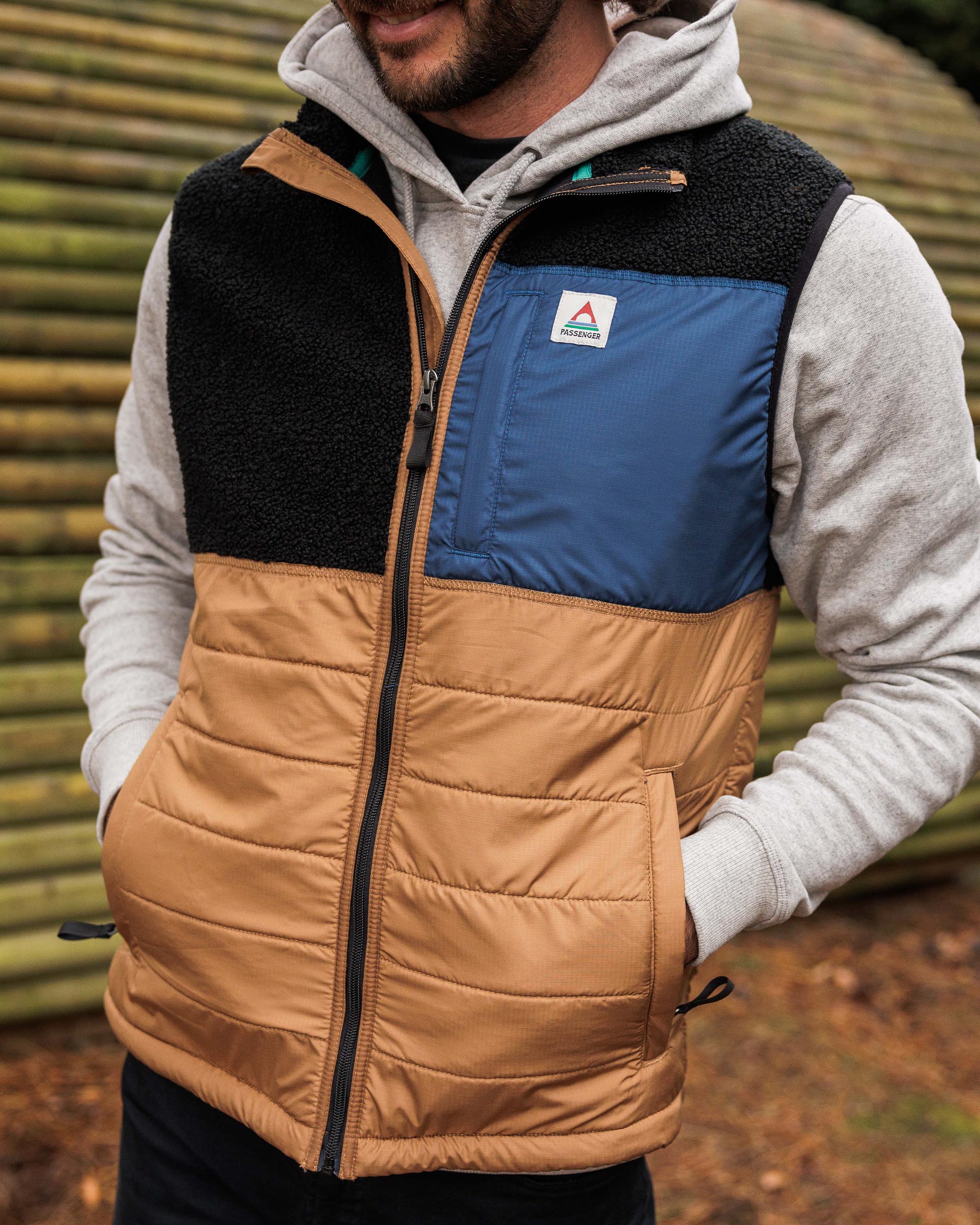 Born Explorer Recycled Polar-Lined Sherpa Vest - Black - Lifestyle