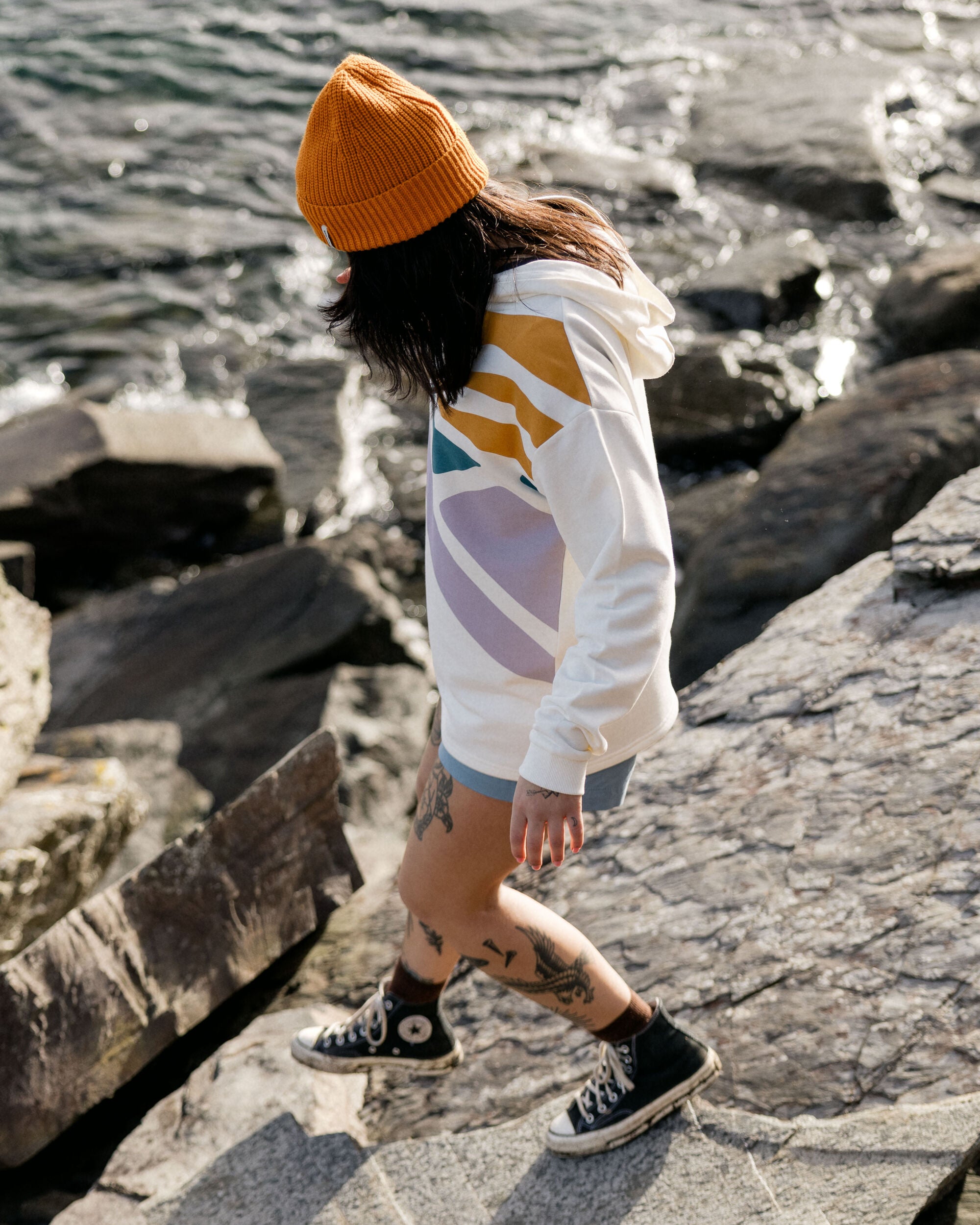 Sunsets Organic Cotton Hoodie - Marshmallow - Lifestyle