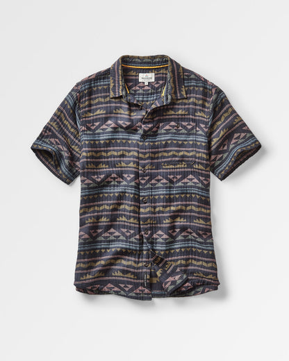 Chill Organic Cotton Jacquard Shirt - Black Geo Pattern