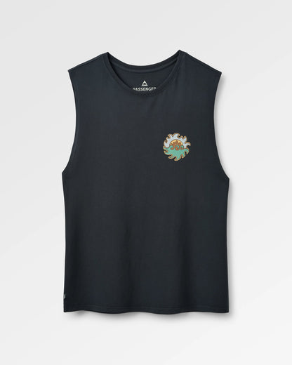 Dune Men's Recycled Cotton Vest - Black - Flatlay