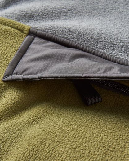 Woodland Hoodless Recycled Polar Fleece - Grey Marl/Khaki - Flatlay