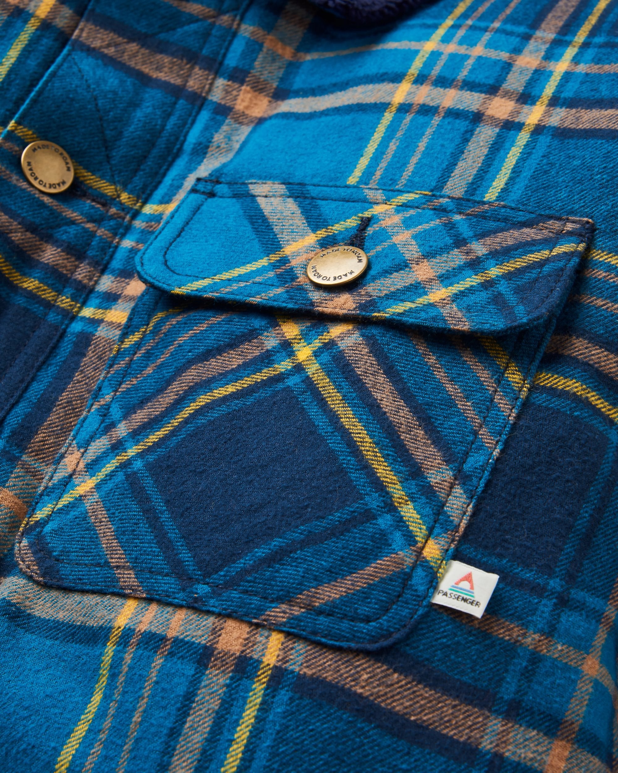 Falcon Organic Cotton Jacket - Tidal Blue Check  - Flatlay