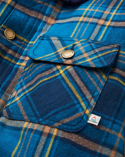 Falcon Organic Cotton Jacket - Tidal Blue Check  - Flatlay