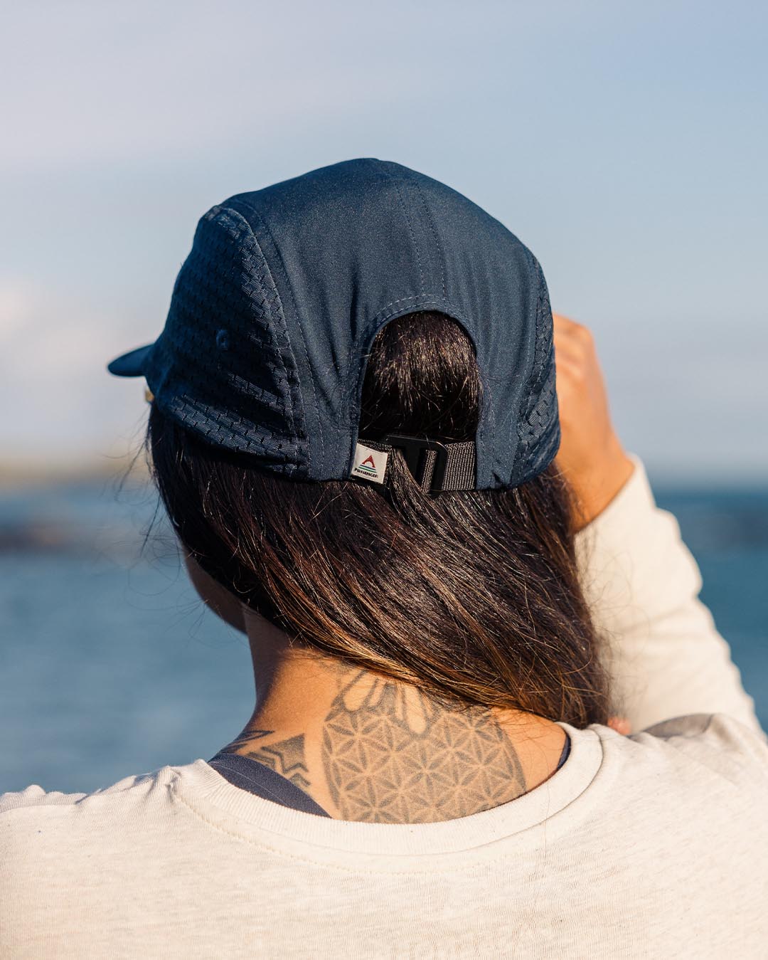 Beyond Recycled 5 Panel Cap - Deep Navy - Lifestyle - Female